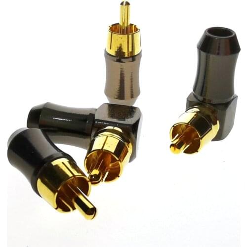 Hifi RCA Terminals Audio Connector Gold Plug Male RCA Adaptor Speaker Cable Connector Solder Adapter Elbow Jack