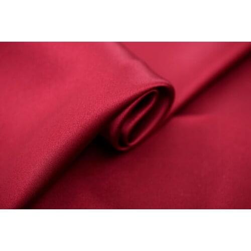 Howmay 100% pure silk charmeuse satin fabric 30m/m 114cm dark red 11# especially heavy weight for dress or cheongsam