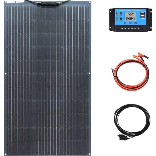 100W 200W Solar Panel Kit Complete Home Roof RV Boat Solar Panels Flexible Monocrystalline Cells PV Paneles Solares