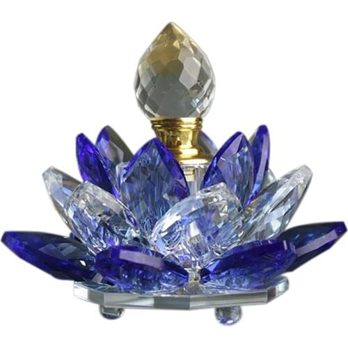 Colorful Rainbow Crystal Perfume Bottle Lotus Flower Glass Oil Bottle Refillable Gift For Lady
