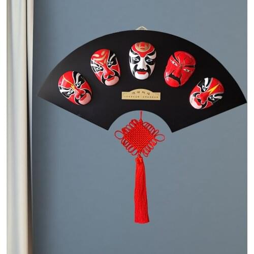 Peking Opera Facial Mask Fan-Shaped Pendant Sichuan Hot Pot Restaurant Restaurant Decorations Wall with Chinese Characteristics