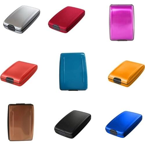 28EB Mini Credit Holder Business Card Metal ID Case for Men and Women Lake Blue