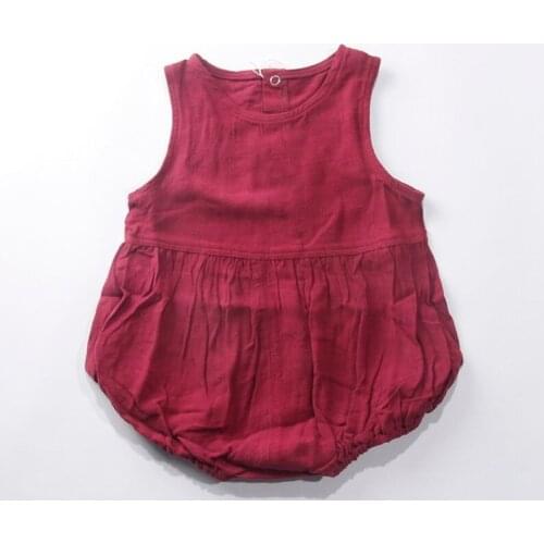 Baby Fashion Girl Short Rompers Spring Summer Infant Clothes Cotton Toddler Kids Out Wear Wine Red