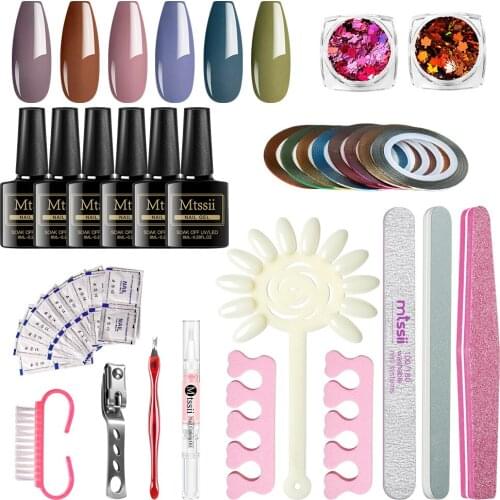 Mtssii 20Pcs Nail Gel Polish Kit Soak Off UV Semi-permanent Nail Varnish Pedicure Nail Art Tools for DIY Manicure