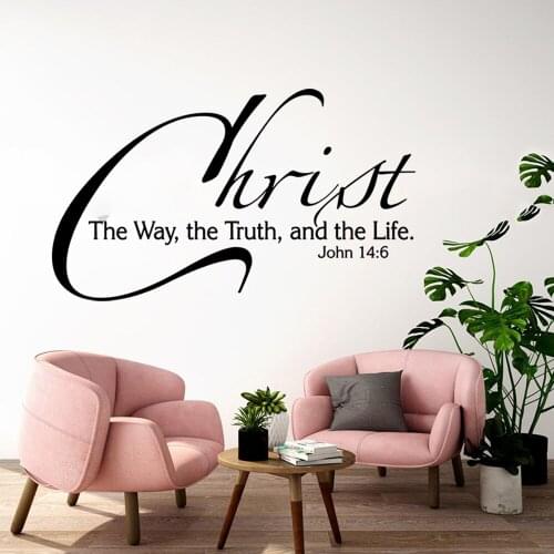 Christian Bible Verse John 14:6 Wall Decal Living Room Bedroom Christ the Way the Truth and the Life Lord Jesus Wall Sticker Vin