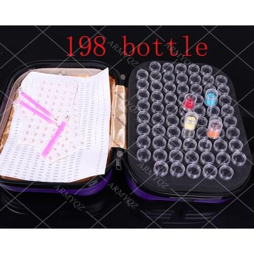 New 198 bottles of diamond painting accessories container storage bag box suitcase 5D square diamond embroidery tool handbag