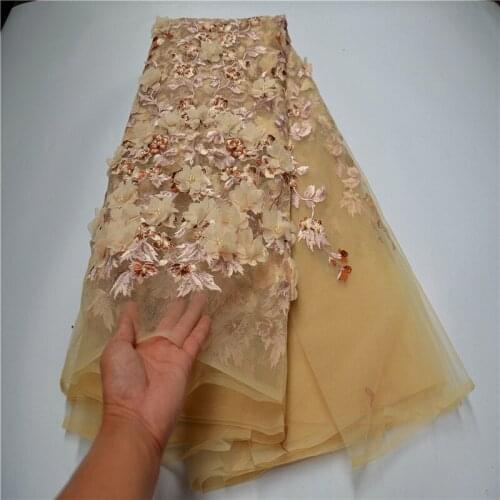 New style French net lace fabric 3D flower nigerian tulle mesh lace fabric high quality African lace fabric FLP-1116