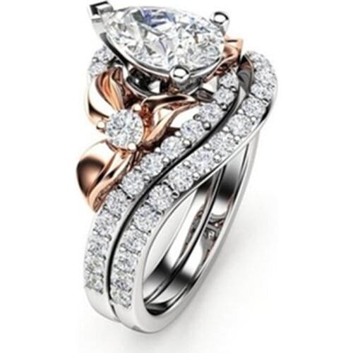 Hot Sale Flowers Zircon Engagement Wedding Rings for Women Fashion Party Rings for Female Jewelry