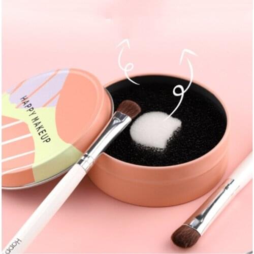 Makeup Brush Cleaner Color Off Sponge Remover Powder Brush Washing Scrubber Clean Kit Aluminum Cleaning Mat Box H0008