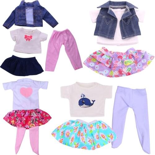 1 Set=shirt+dress+leggings+Jacket Fit 18 Inch American&43 CM Baby Doll Clothes Accessories,Girls Toys,Generation,Birthday Gift