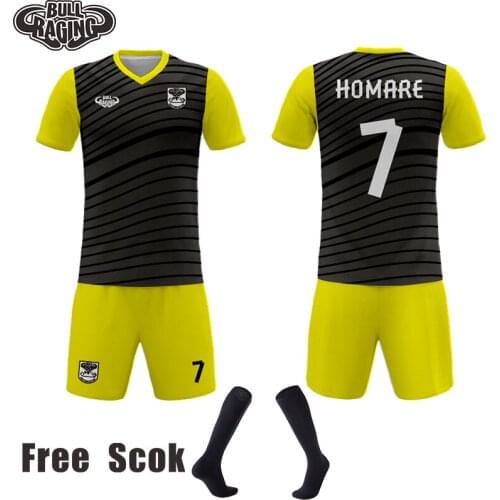 Blue red color design create your pattern soccer sets custom sublimated jersey shirt and short