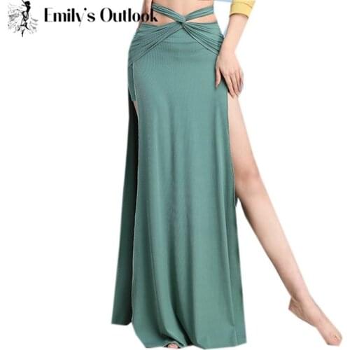 Sexy Belly Dance Skirt Side Split Oriental Dance Clothes Slim Stretch With Strap Fairy Dancewear Adults Plus Size
