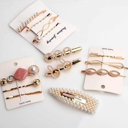 1 set Fashion Pearl Imitation Hair Clip For Women Girls Barrette Handmade Pearl Flower Stick Hairpin Hair Styling Accessories