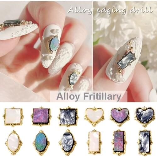 10Pcs/pack Alloy Fritillary Symphony Nail Rhinestones Charms Shiny Luxury Delicate Colorful Manicure Jewelry Nail Accessories