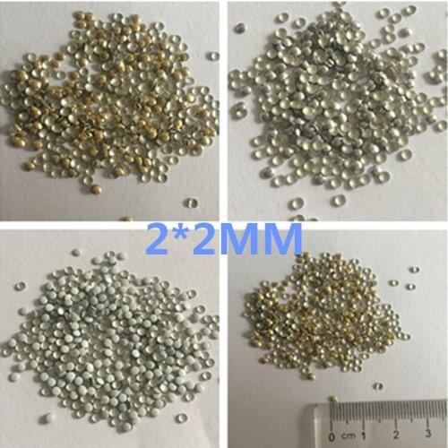 1000pcs 2mm Gold/Silver/White Metal Garment Decorations Accessories Metallic Hot Fix Studs Nail Art 3D DIY Decor Rhinestones