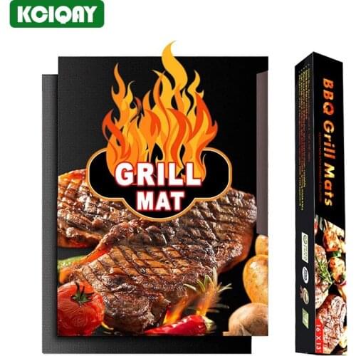 2Pcs Non Stick BBQ Grill Mat Reusable Barbecue Grilling Sheet Liner Kitchen Cooking Baking Mats BBQ Accessories With Gift Box