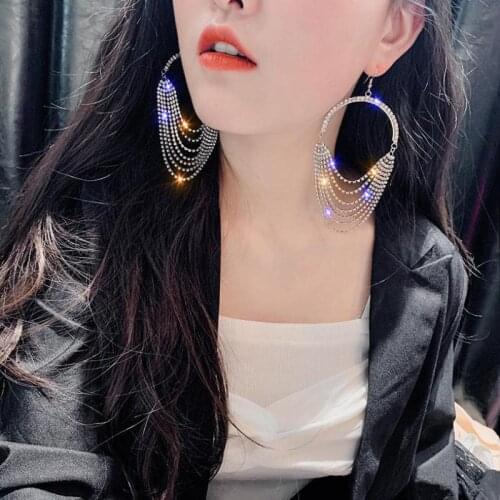 2021 Europe And America Exaggerate Tassel, Glitter, Big Earrings, Sexy Nightclub, Popular, Light And Extravagant, Full Of Earrin