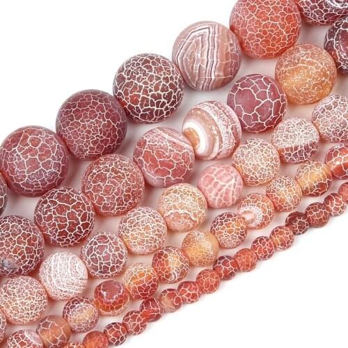 4-12mm Natural Stone Beads Loose Round Frosted Red Weathered Stone Beads For Jewelry Making DIY Charm Bracelet Necklace Handmade