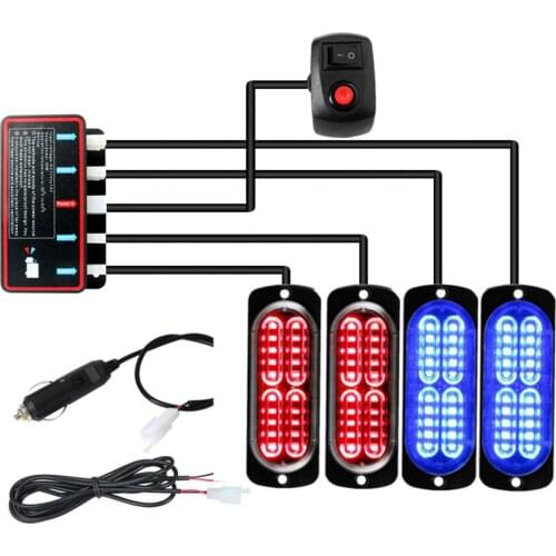 4×20LED Strobe Light Police Lights Flasher 12 v LED Light Emergency Car Emergency Light LED Flashing Light Stroboscopes For Auto
