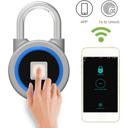 Aimitek Bluetooth Fingerprint Padlock APP Control Smart Lock Keyless Anti Theft Door Cabinet Lock For iOS Android USB Charging