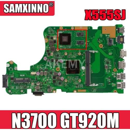 AKEMY X555SJ Laptop motherboard For Asus X555SJ original mainboard N3700 GT920M X555SJ X555SJ Laptop motherboard