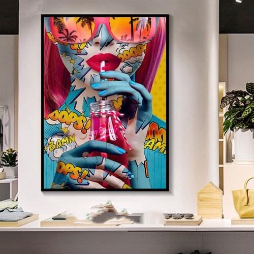 Diy Handmade Diamond Mosaic 5D Diamond Painting Wall Art Color Nude Girl Drinking Water Painting Graffiti Diamond Embroidery