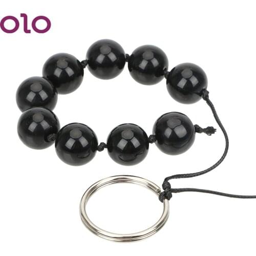 OLO Anal Bead Nine Anal Balls Butt Vaginal Plug Prostate Massage Glass Sex Toys for Woman Adult Products