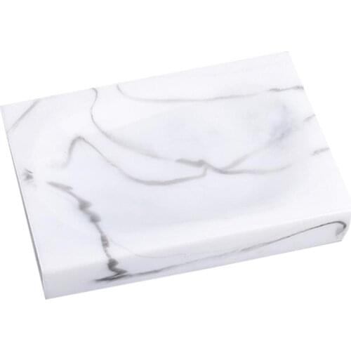 White Bathroom Soap Tray Marble Pattern Sink Tray Resin Vanity Tray For Vanity Essentials Soap For Toothpaste Bathroom Supplies
