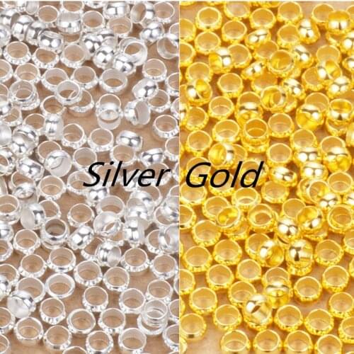 200pcs Gold Silver Crimp End Beads Fit Bracelet Necklace Findings Dia 2/2.5/3/3.5/4mm Stopper Spacer Beads For Jewelry Making