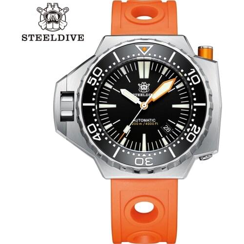 Steeldive SD 1969 Mens Automatic Self-Wind Mechanical 316 Stainless Steel Sapphire BGW9 Blue Luminous 1000M Waterproof Watches