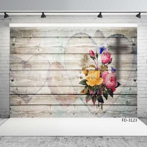 Wooden Board Texture Flower Heart Photo Background Photocall Portrait Photography Backdrops Props Studio Shoot For Baby Newborn