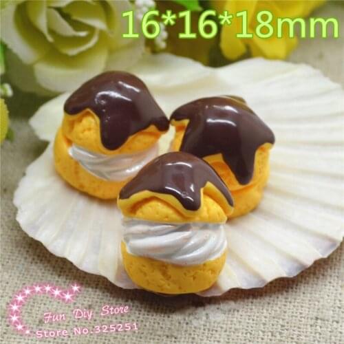 Resin 3D flat back brown chocolate Butter cake dessert cabochon|Dollhouse miniatures 20pcs/lot 16*18mm