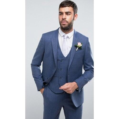 Classic slim Groomsmen Peak Lapel Groom Tuxedos Men Suits Wedding/Prom Best Man Blazer ( Jacket+Pants+Tie+Vest) A246