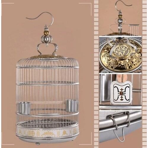 New stainless steel birdcage wren myna parrot cage artist add height and thick large small cage thrush