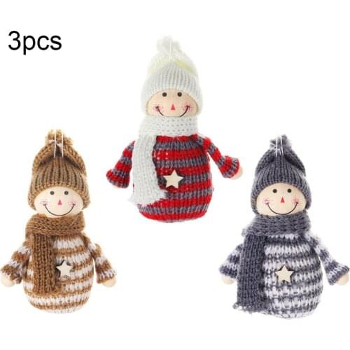 3pcs Christmas Tree Decoration color Snowman Small Pendant Doll Christmas Family Decoration Pendant Child Christmas Gift