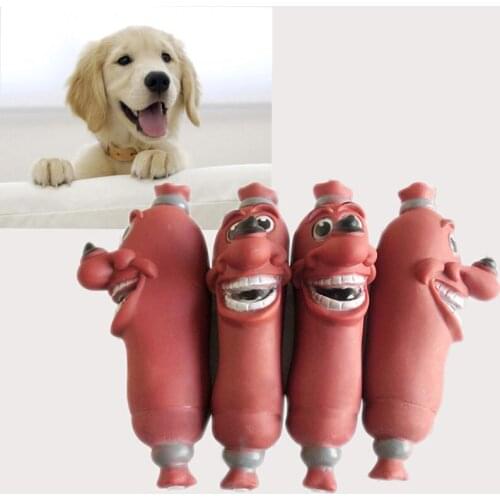 Pet Creative Squeaky Toys For Dogs Teeth Cleaning Funny Brown Pet Dog Chew Toy Rubber Sausage Dog Toy Squeakers Products