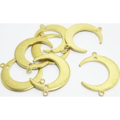 Brass moon charm connector 22x16.5x1mm Raw brass crescent pendant -20pcs R632