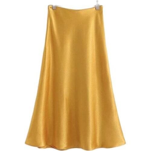 2020 Summer New Womens Wear European and American Silk Satin Textured Skirt Skirt Skirt DLBSQ157