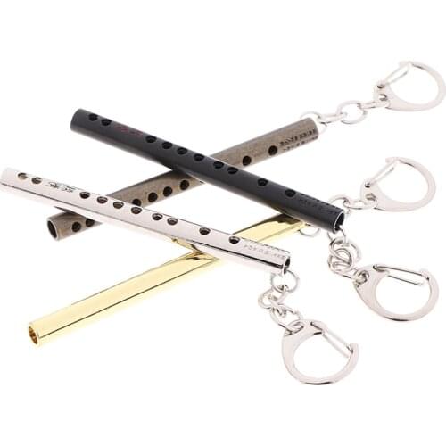 Mini pocket Musical Instrument Keychain Cosplay flute keyring key chain Pendant prop Accessories