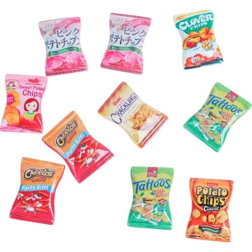 10 Pcs Mini Simulation Potato Chips Mini Candies Miniature Dollhouse Snacks Food For Doll Kitchen Accessories Toy