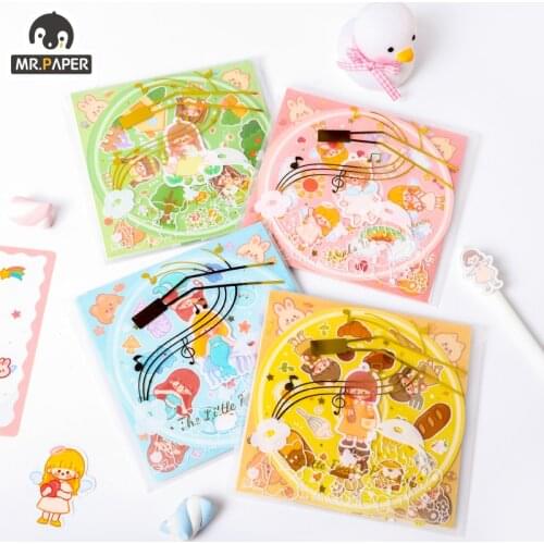 Mr Paper 4 Designs Jellybean Girl Fairy Tale Record Material Pack Diary Creative Stationery Self-adhesive Memo Notepad