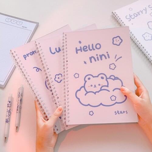 Cartoon Notebook Girl Student Simple Wire Hand Account Page Cute Bear Notebook Daily Weekly Planner Note Book Time Organizer