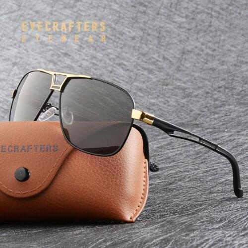 Eyecraftes Aluminum Magnesium Polarized Sunglasses Mens Spring Hinge Brand Driving Pilot Sunglasses for Men Oculos masculino