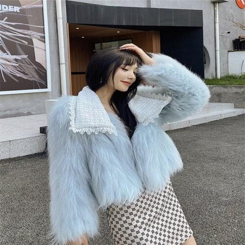 2021 New Fashion Fur Jacket Winter Raccoon Fur Coat Ladies Woven Short Soft Coat Womens Jacket