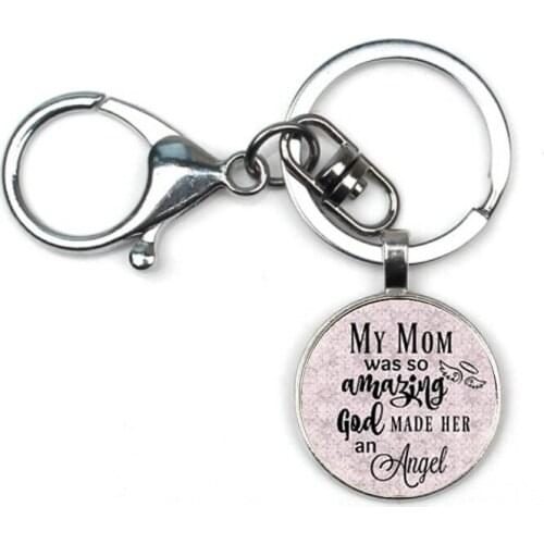 The new charm keychain mom is amazing, God makes her an angel, a beautiful gift souvenir pendant for moms gift, miss mom