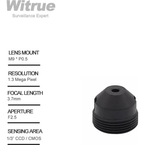 Witrue Pinhole CCTV Camera Lens 3.7mm M9 X P0.5 Mount 1.3 Megapixel 1/3" F2.5 for Mini Security Cameras