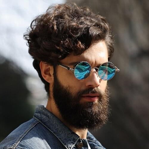 Classic Gothic Steampunk Style Round Sunglasses Men Women Brand Designer Retro Round Metal Frame Colorful Lens Sun Glasses
