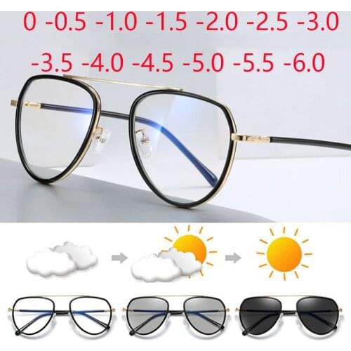 Fashion Women Optical Frames Myopia Oculos Oversized Transparent Pilot Glasses Photochromic Eyewear 0 -1.0 -1.5 To -6.0