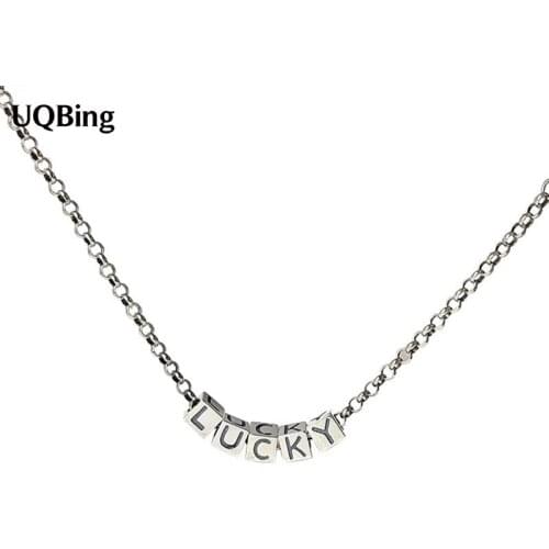 Vintage Thai Silver 925 Lucky Square Beads Choker Necklaces For Women Birthday Gifts Jewelry