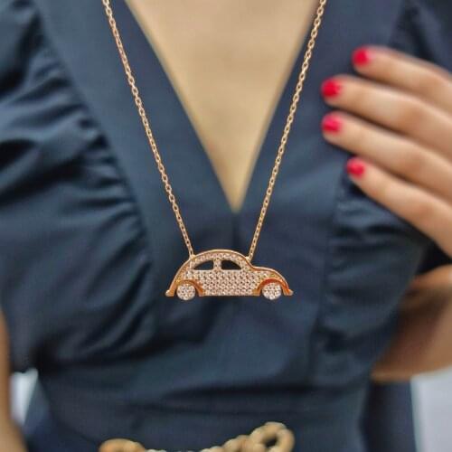 Zircon Stone Car Handmade Necklace For Women Girls Valentines Day Fashion Jewelry Elegant